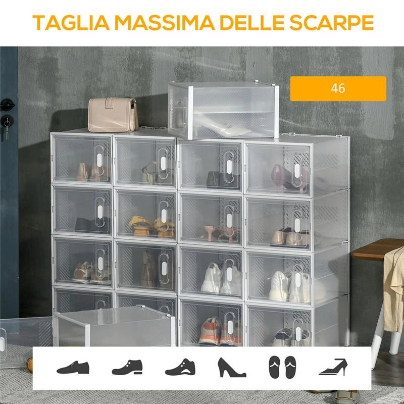 MOBILE SCARPIERA MODULARE SALVASPAZIO, 18 CUBI BIANCO