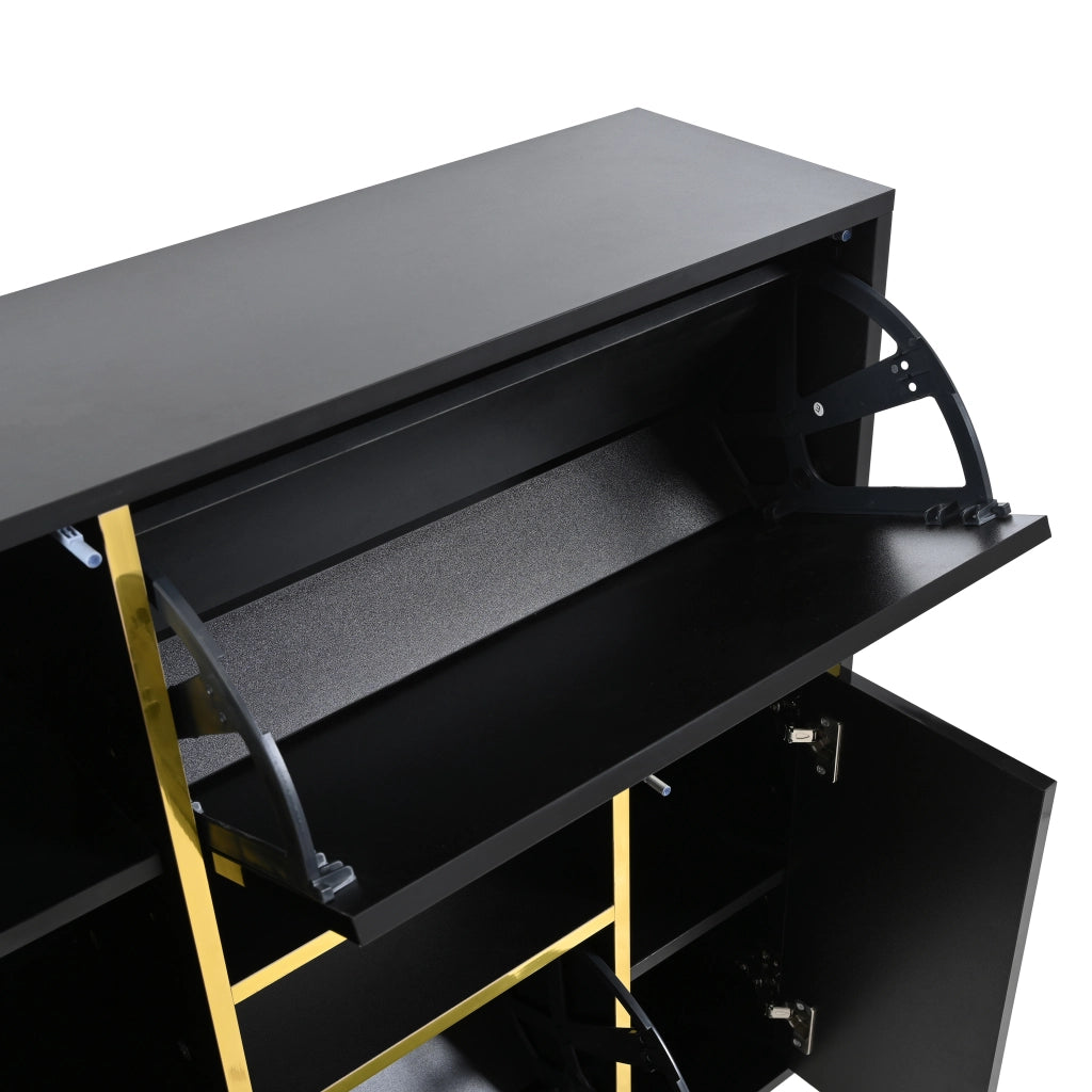Scarpiera 2 ante con ripiani regolabili LED 16 colori controllabile tramite app nera 80 × 25 × 96 cm