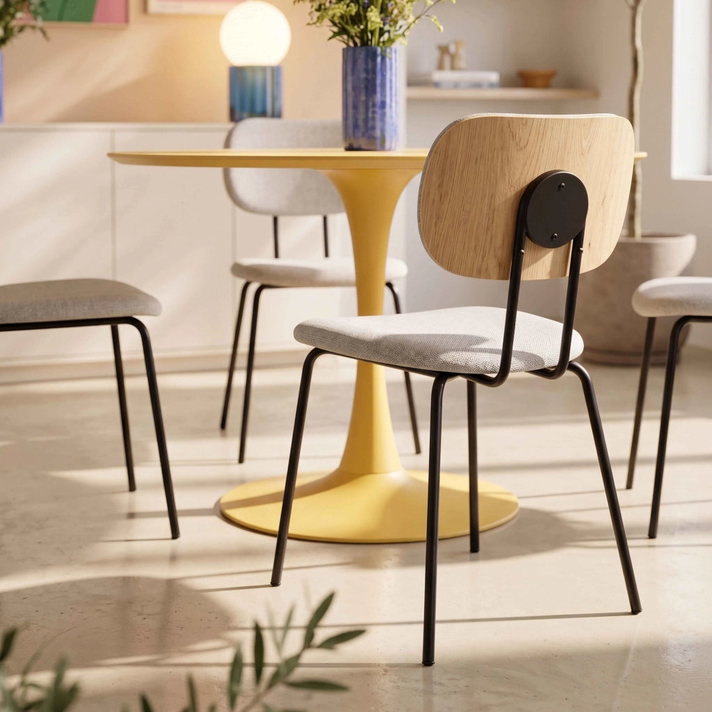 Oviala - Set di 2 sedie di design in acciaio e legno grigio