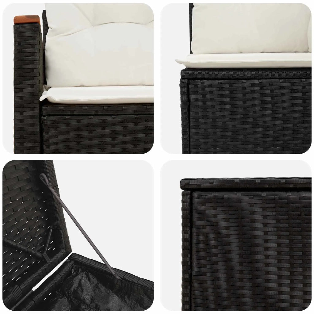 Set di divani 5 pz Nero e Bianco Crema 3447932