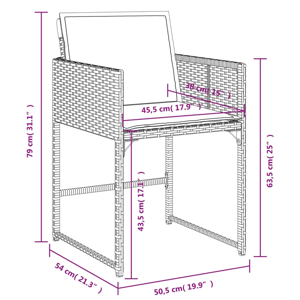 Set da Pranzo da Giardino 7 pz con Cuscini in Polyrattan Grigio 3278035