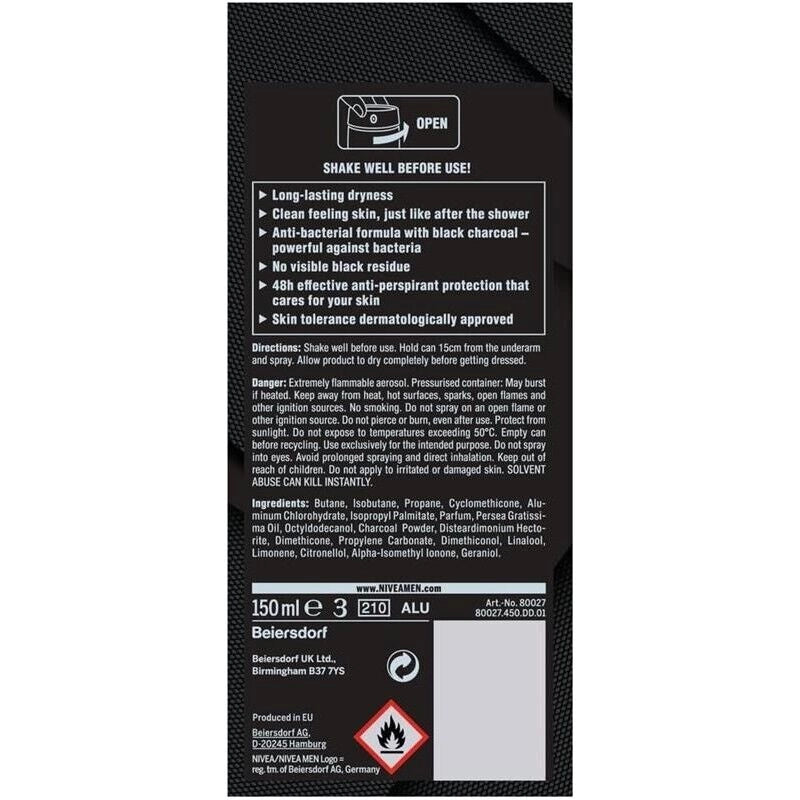 NIVEA DEODORANTE SPRAY 150ML MEN SUPERBLACK