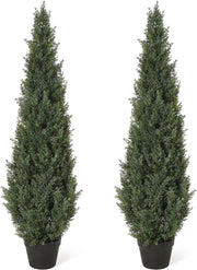 Set 2 Piante di Cedro Artificiale 120 cm Albero da Esterno ed Interno in Vaso
