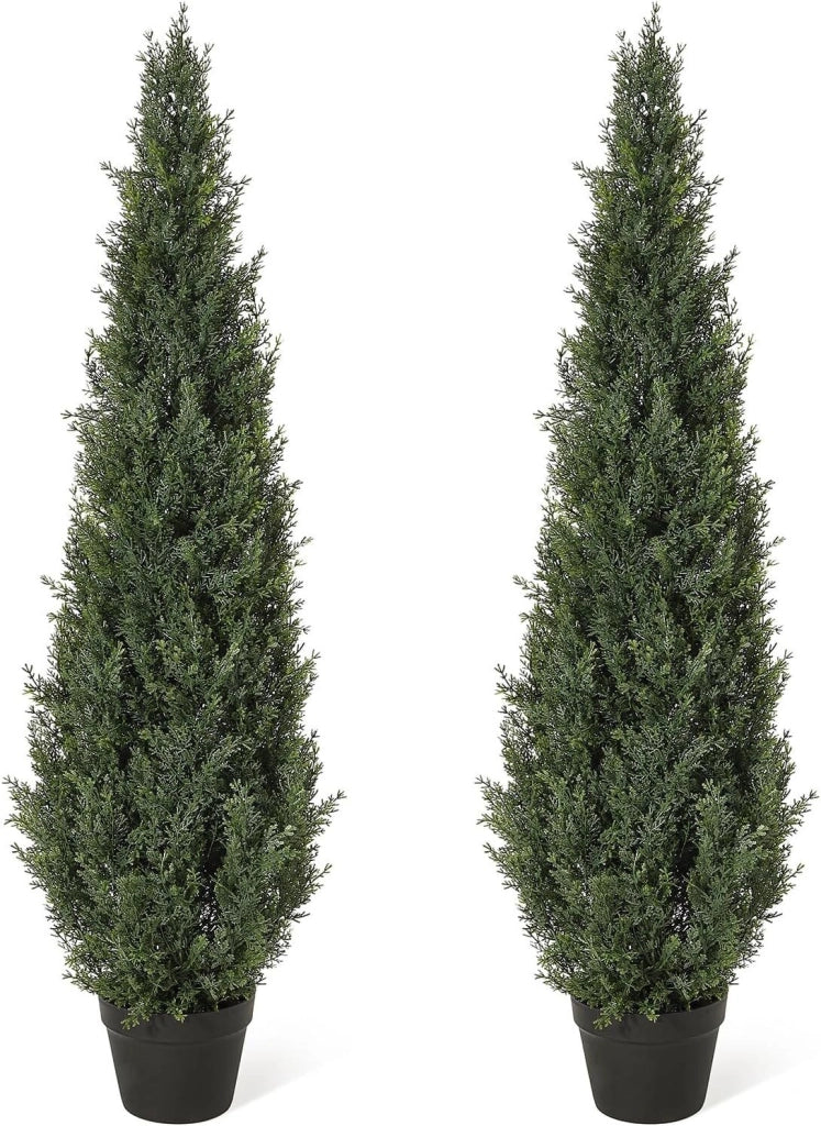 Set 2 Piante di Cedro Artificiale 120 cm Albero da Esterno ed Interno in Vaso