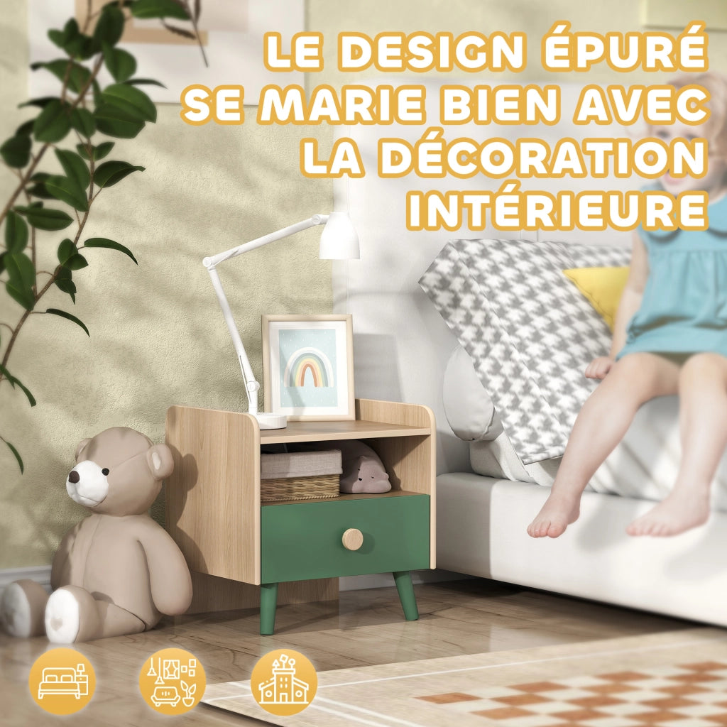 Tavolino da notte per bambini con cassetto e nicchia ¨C Minimal ¨C Legno