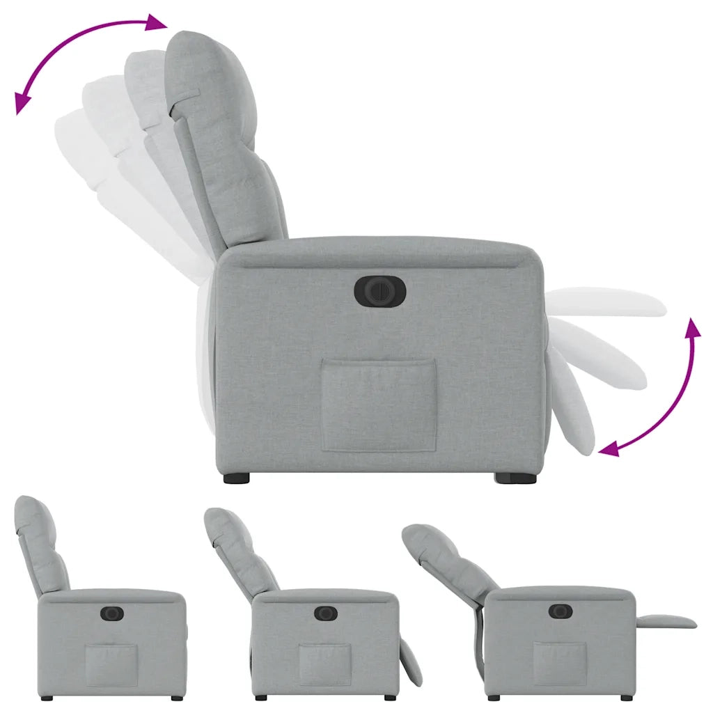 Poltrona Elettrica Reclinabile Grigio Chiaro in Tessuto 3303012