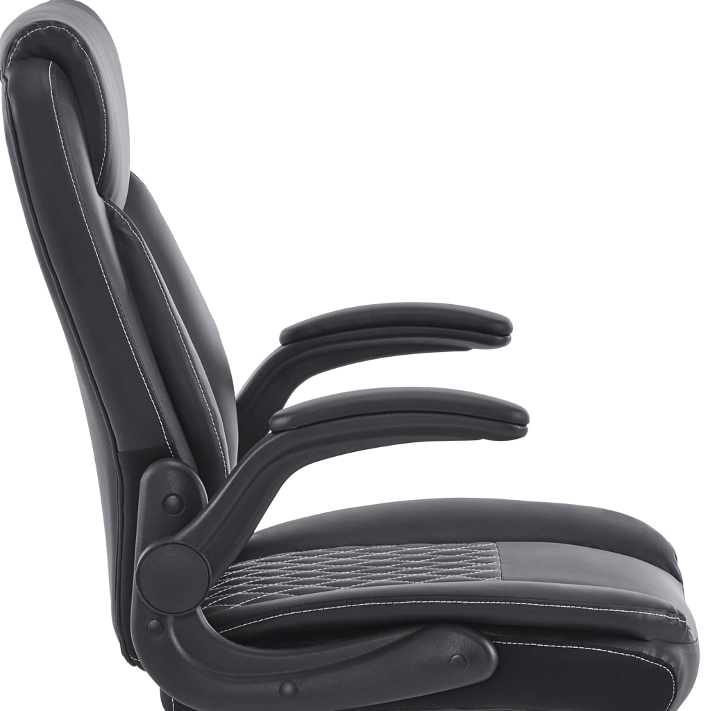 Sedia da ufficio ergonomica regolabile in similpelle nera con supporto lombare