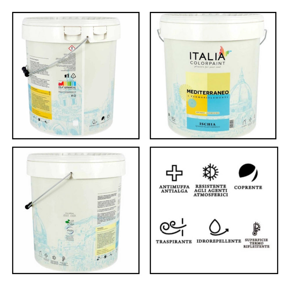 Pittura quarzo anticavillature termoriflettente ischia linea mediterraneo *** formato 13 lt, confezione 1