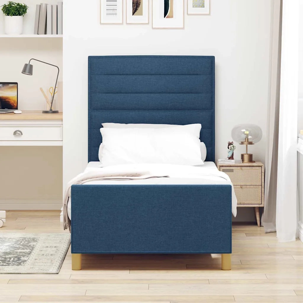 Struttura del letto con testiera Blu 100 x 200 cm Tessuto