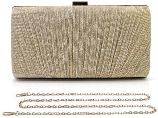 Borsa da sera con glitter con catena rimovibile