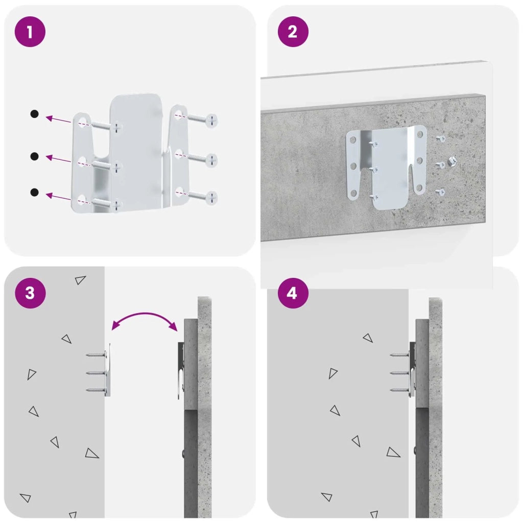Testiera da Muro BREDA Grigio Cemento Legno ingegnerizzato 897618