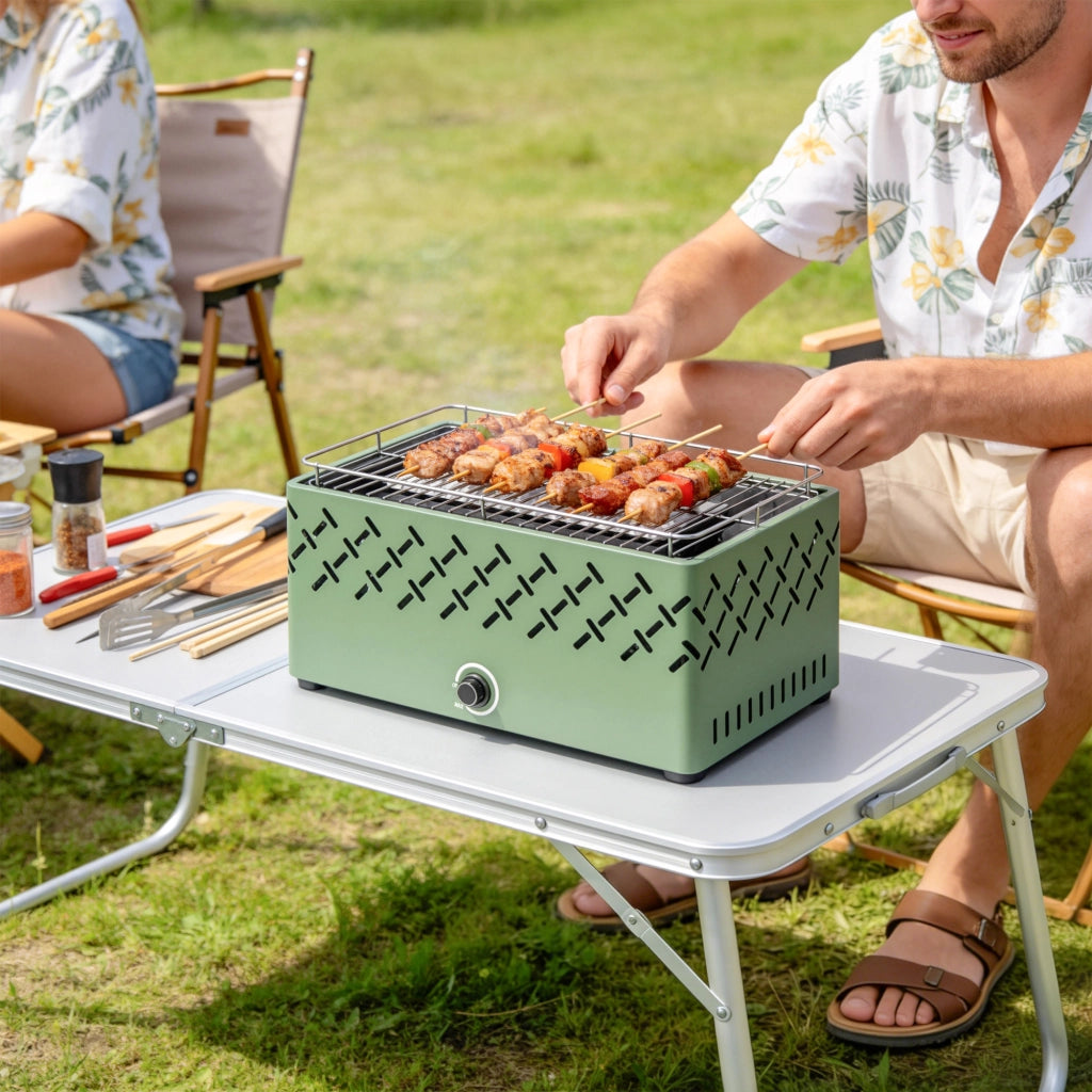 Barbecue Portatile a Carbone ¨C Minimal ¨C Verde Chiaro
