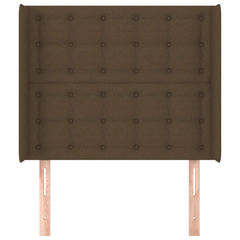 Testiera ad Orecchio-Testata con Orecchie Marrone Scuro 93x16x118/128 cm in Tessuto 510183