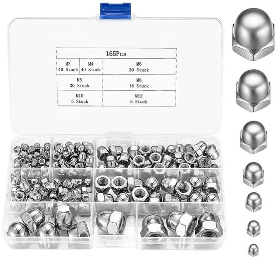 Set di Viti a Sei Venti in Acciaio Inossidabile - 165 Pezzi - M3/M4/M5/M6/M8/M10 - Per Auto/Moto/Costruzioni in Legno e Acciaio - Resistenti alle Corrosioni e Duraturi - Viti a Sei Venti
