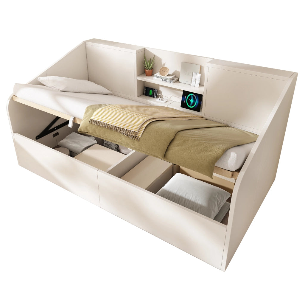 Letto singolo bianco 90x190 cm con contenitore