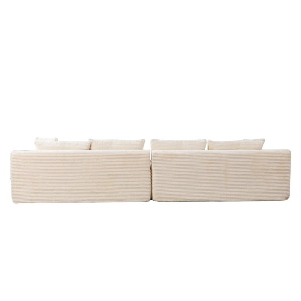 Divano modulare, divano compatto, tessuto chenille, schiuma ad alta elasticità 30D, base antiscivolo, 6 posti, beige