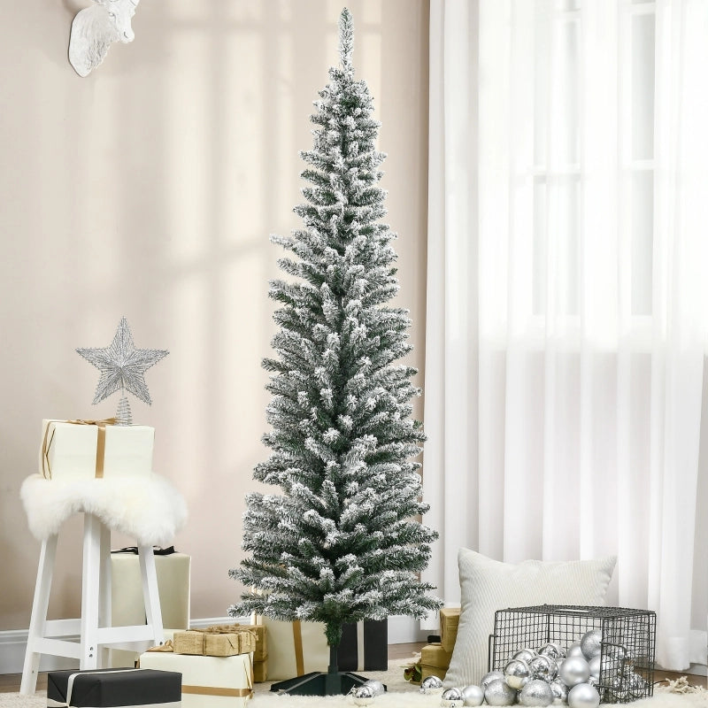 Albero di natale artificiale slim non illuminato 180 cm con 390 rami in plastica bianco e verde base stabile
