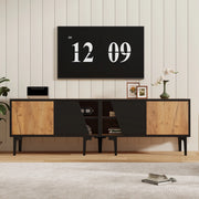 Mobile TV 160x36,5x45 cm con 4 vani in truciolare naturale e nero
