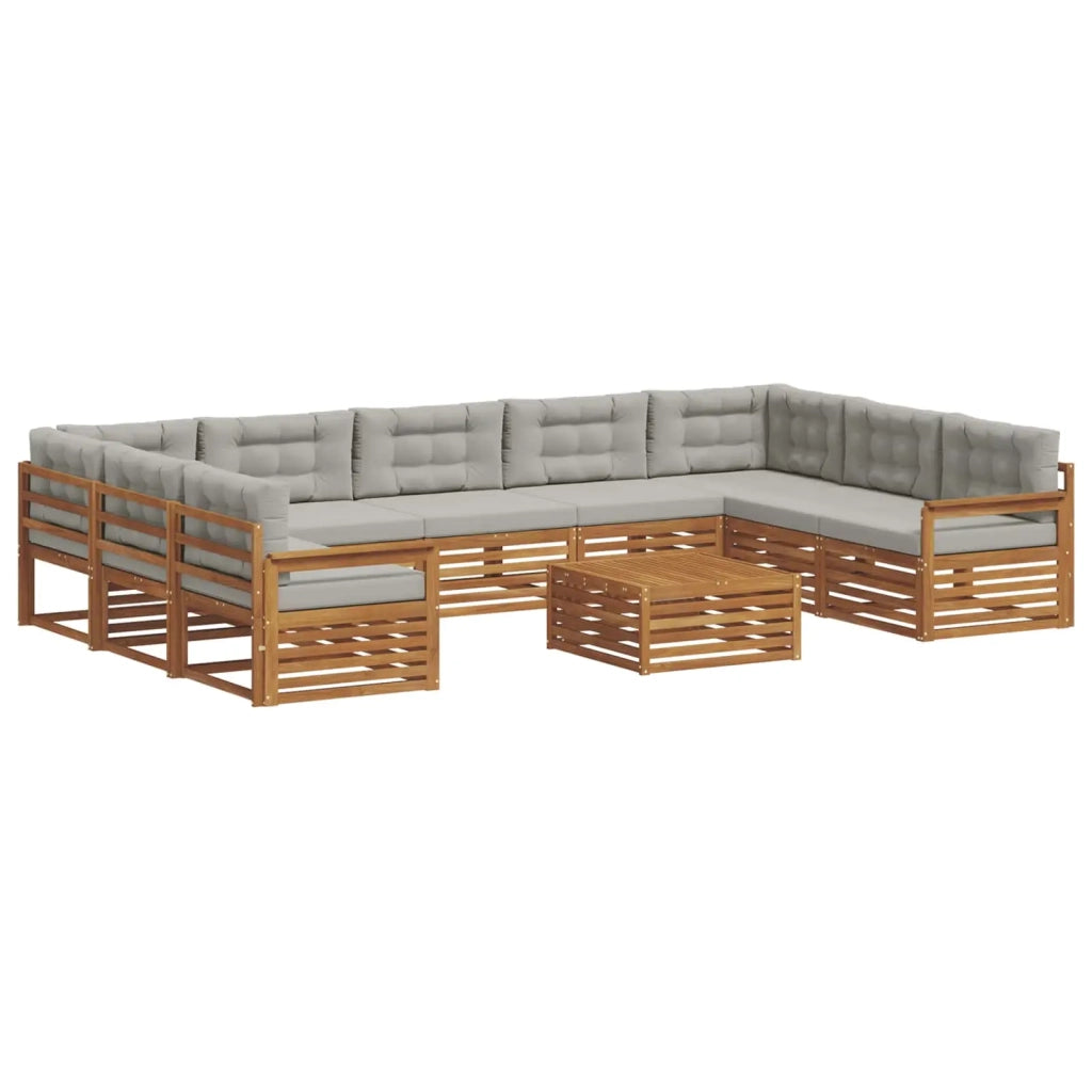 Set di divani da esterno 10 pcs Grigio Naturale e Chiaro 3374156