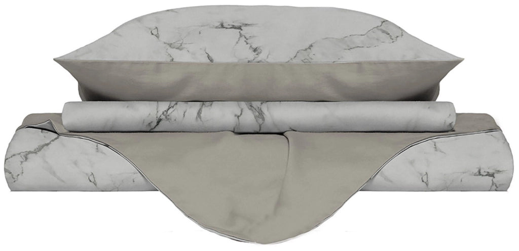 Copripiumino Matrimoniale con Federe Stampato in Microfibra Marble