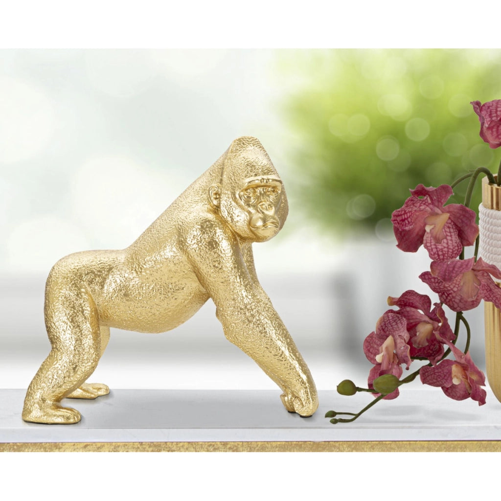 Scultura Gorilla 3, Oro, Poliresina, 24,3x13,9x22,8 cm