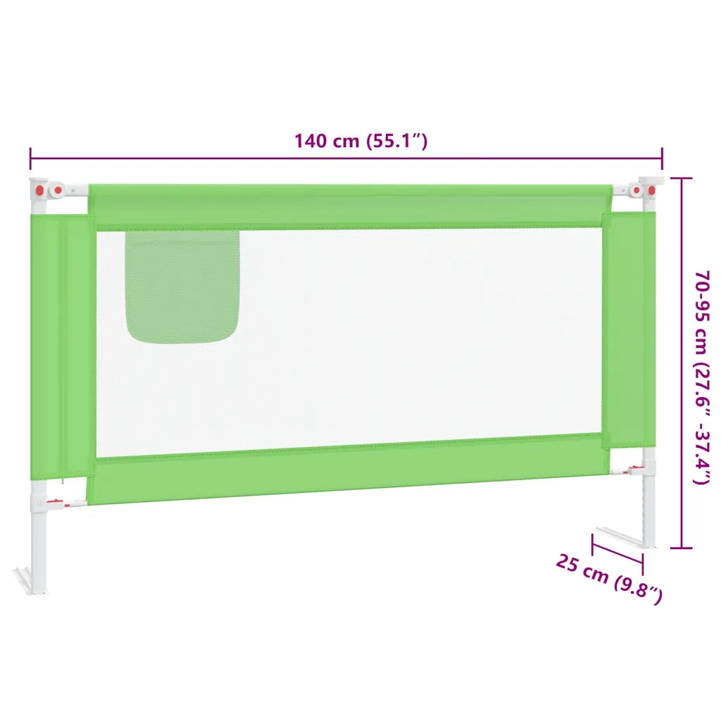 Sponda Letto di Sicurezza per Bambini Verde 140x25cm in Tessuto CFW4262837