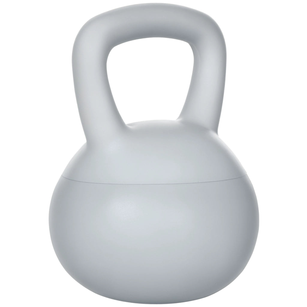 Kettlebell 4kg in PVC e Sabbia Metallica per Allenamento Spalle e Bicipiti, 19x19x26 cm, Grigio