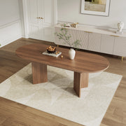 Tavolo allungabile con piano ispessito e angoli arrotondati per sala da pranzo, in MDF, noce, 140 × 90 cm