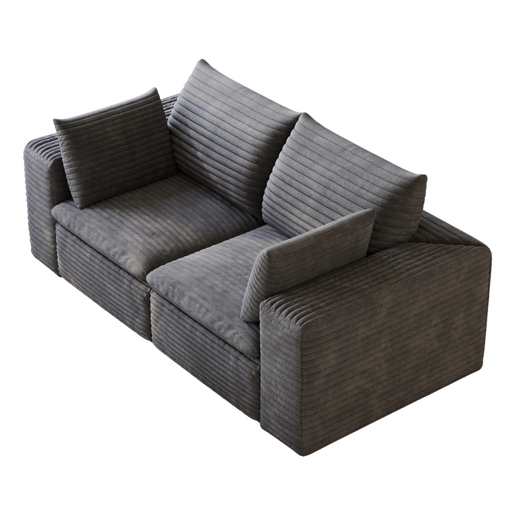 Divano modulare ULEVR 180x90x60 cm in tessuto grigio scuro con imbottitura in schiuma