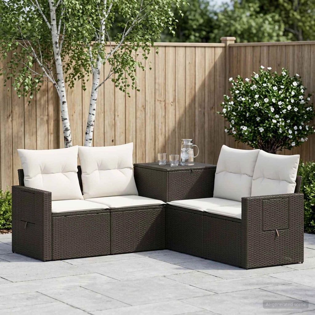 Set di divani 5 pz Nero e Bianco Crema 3447869