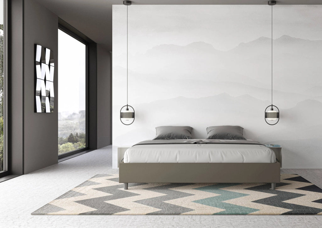 BS COM Letto contenitore imbottito 180x200 similpelle cappuccino