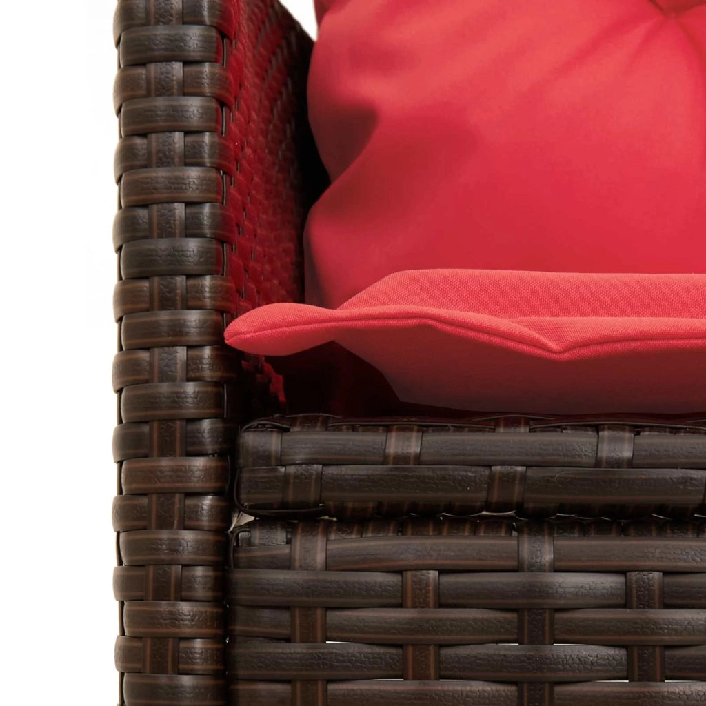 Set Divano da Giardino 2 pcs Marrone e Rosso polyrattan 4103809
