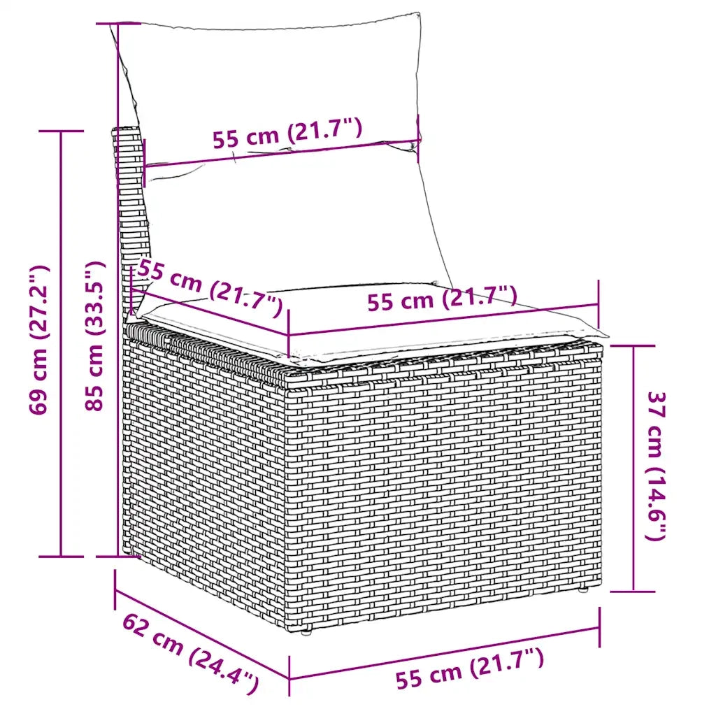 Set Divano da Giardino 6pz con Cuscini Grigio Chiaro Polyrattan 3222631
