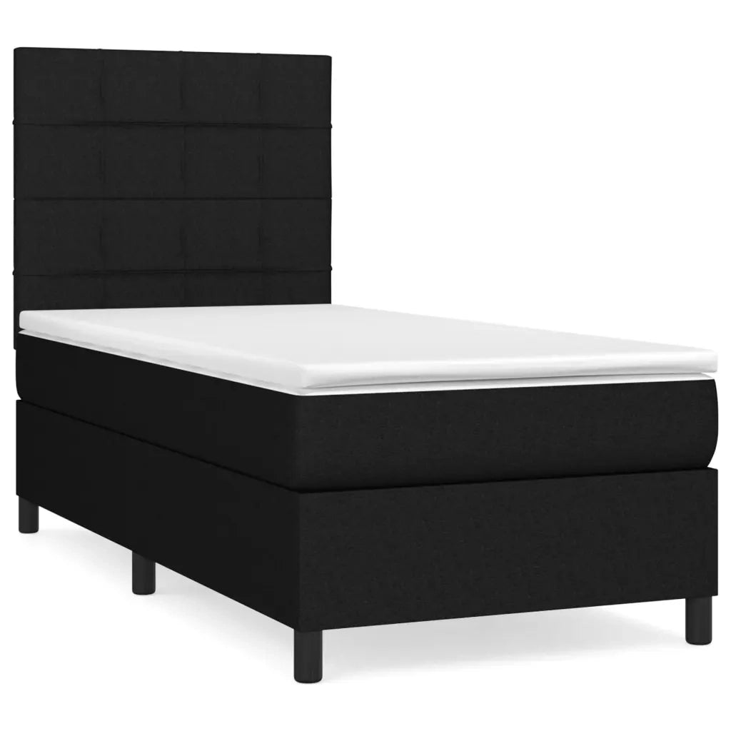Giroletto a Molle con Materasso-Struttura Letto Nero 80x200 cm inTessuto 696654