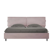 Letto Matrimoniale King Size 180x200 cm Senza Rete Testata con Cuscini Imbottito in Microfibra Mados Glicine