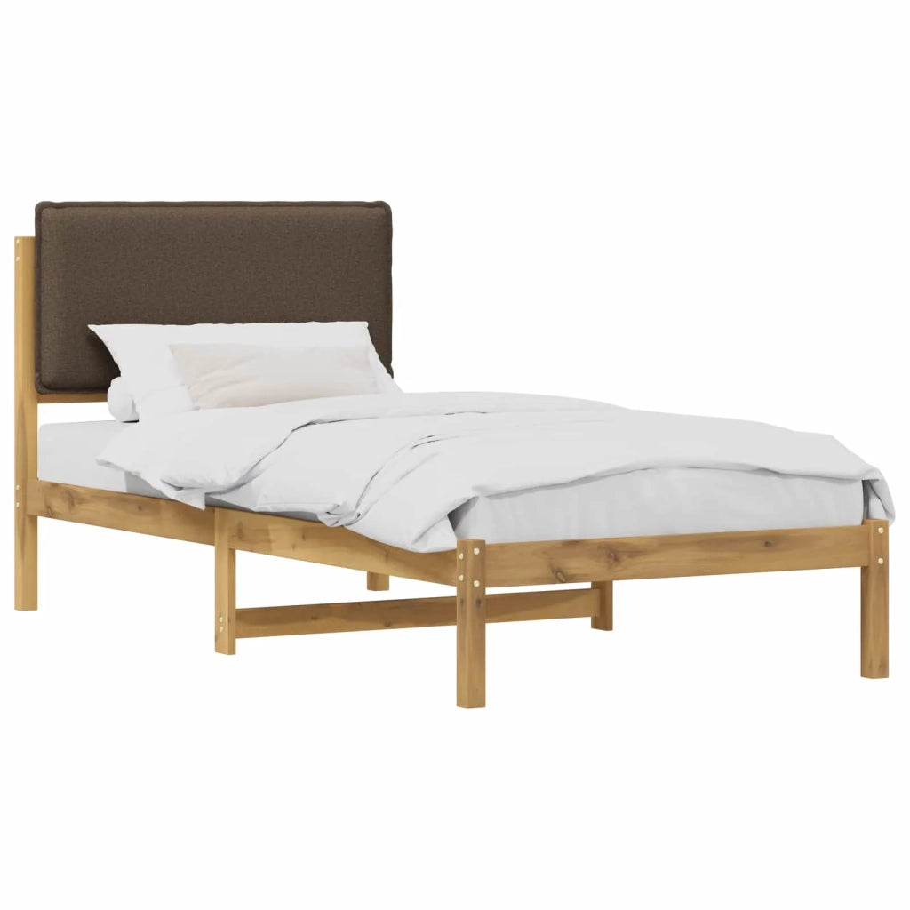 Letto con Testiera Rivestita Bianco lavato e taupe 75 x 190 cm 903955
