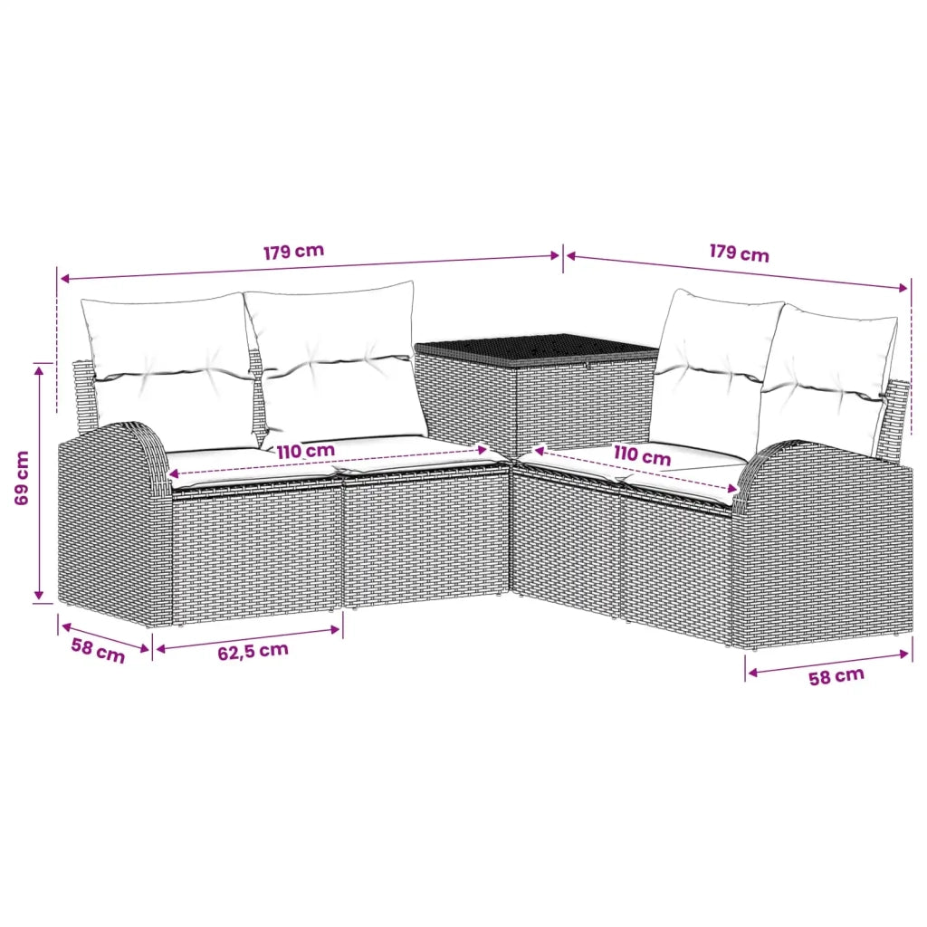 Set di divani 5 pz Marrone e Bianco Crema 3447776