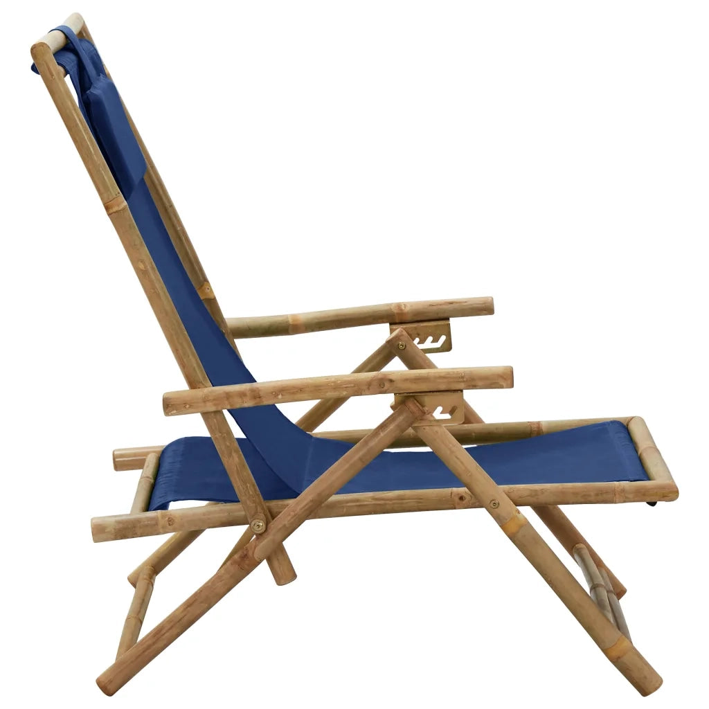 Sedia da Giardino | Sedia Relax reclinabile Blu Marino in Bamb¨´ e Tessuto