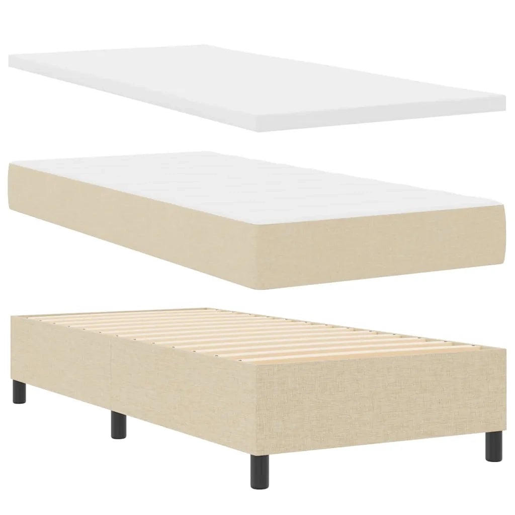 Letto a Sorgente LED con materasso Crema 100 x 200 cm Tessuto