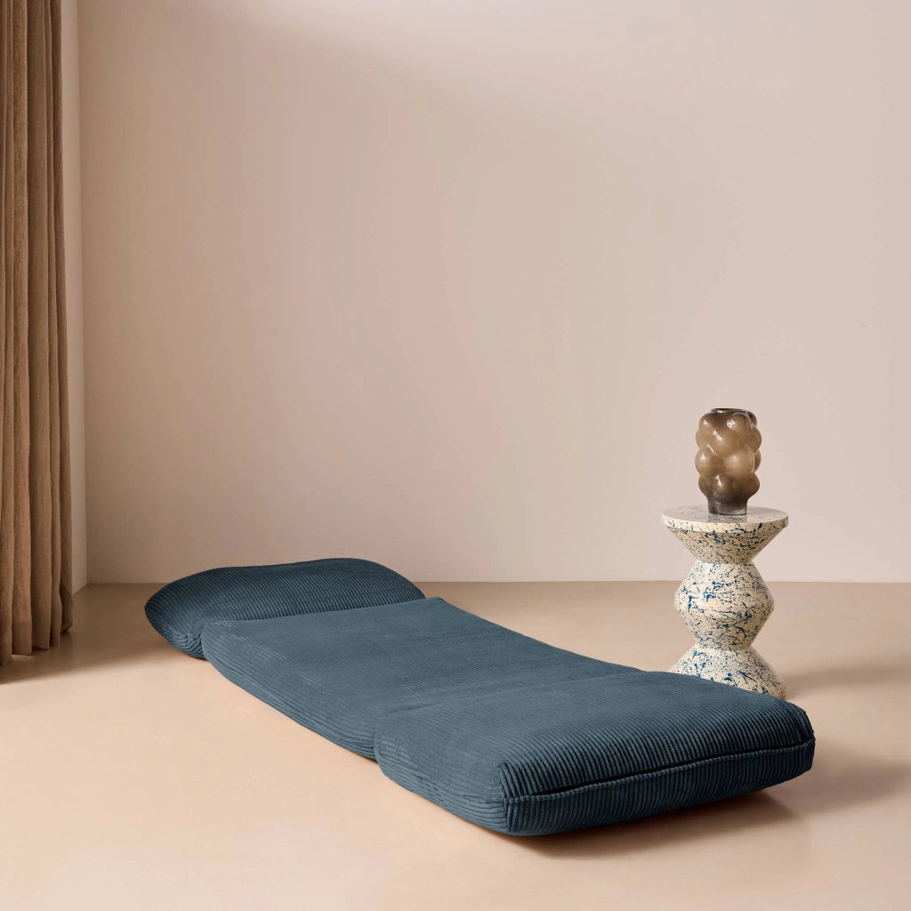 Poltrona letto convertibile velluto a coste grosse coste, blu scuro