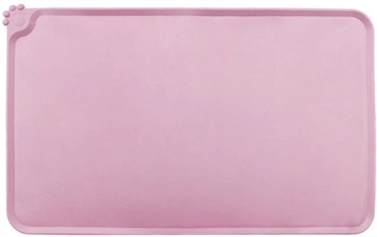 Mat di protezione per animali domestici con bordi elevati per prevenire macchie, facile da pulire, piastra antiscivolo per cani e gatti per evitare rifiuti da ciotole e fontane sul pavimento (55*38cm) - rosa