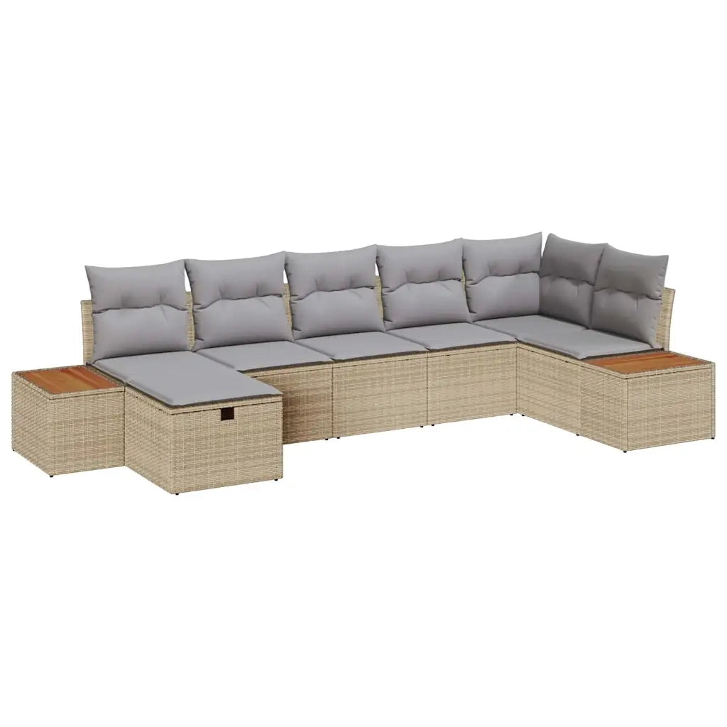 Set Divano da Giardino con cuscino 8 pcs Beige polyrattan