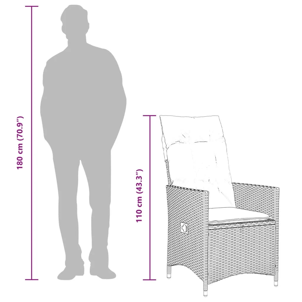 Set da Bistr¨° 3 pz | Set Salotto da Giardino con Cuscini Grigio in Polyrattan
