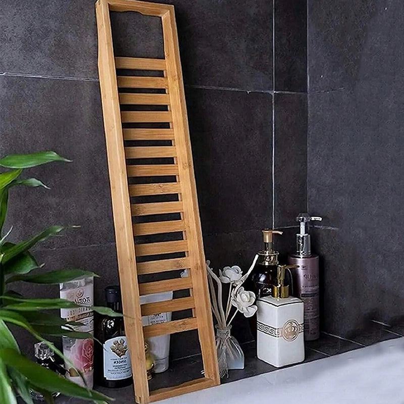 Vassoio per vasca da bagno in bambù naturale mensola portaoggetti antiscivolo multifunzionale con griglia drenante per casa