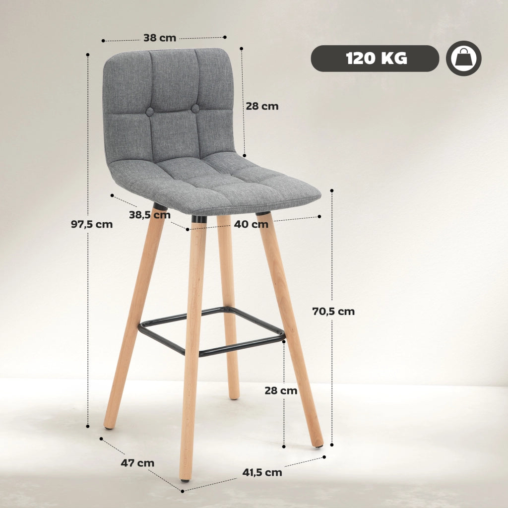 Sgabello da Cucina con Schienale ¨C Minimal ¨C Grigio Legno