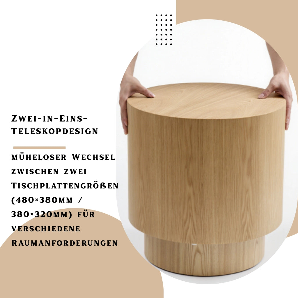 Tavolini bassi a incastro rotondi in MDF naturale per soggiorno e piccoli spazi 55 × 55 × 46 cm