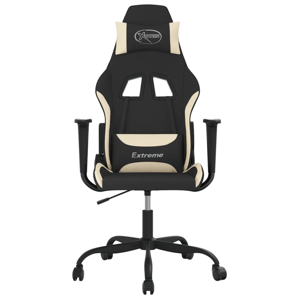 Sedia da Gaming | Sedia da e-sports Nero e Crema in Tessuto