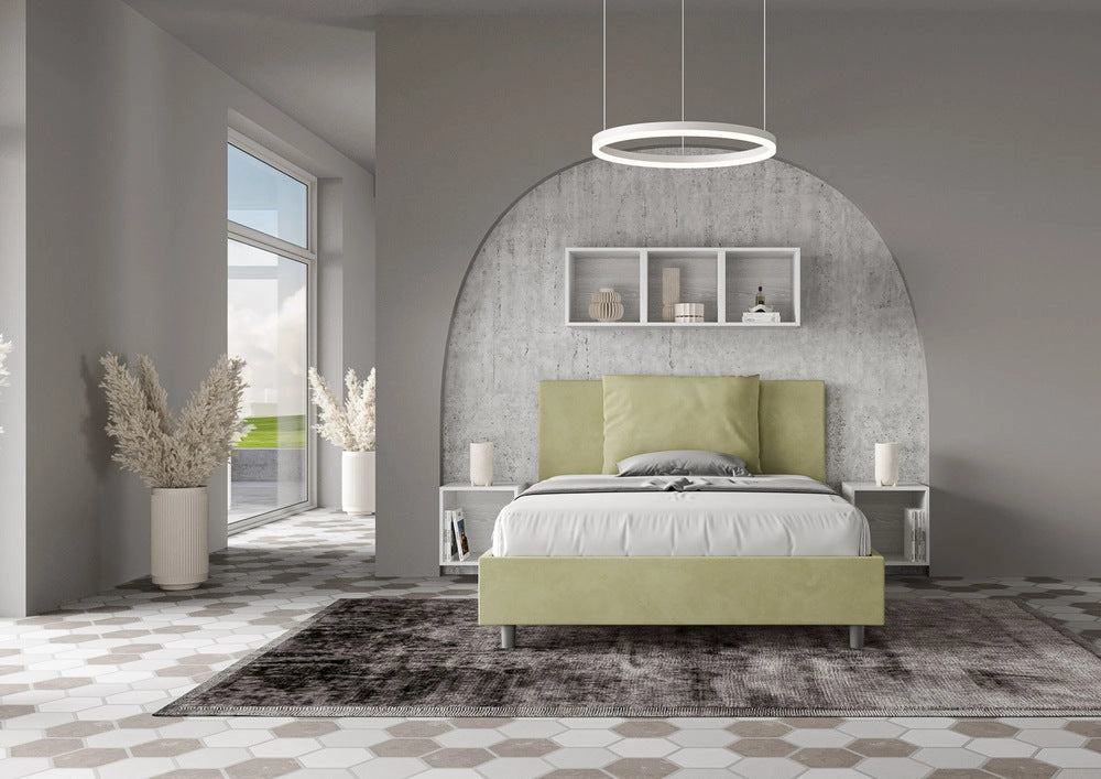 Letto Matrimoniale Large 170x190 cm con Rete e Contenitore Antea Tè Verde