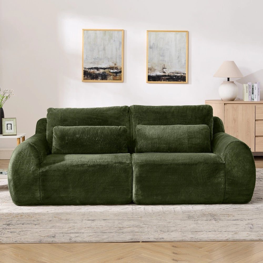 Divano 2 posti in morbida peluche - Zephmum- Connessione USB e tasche laterali