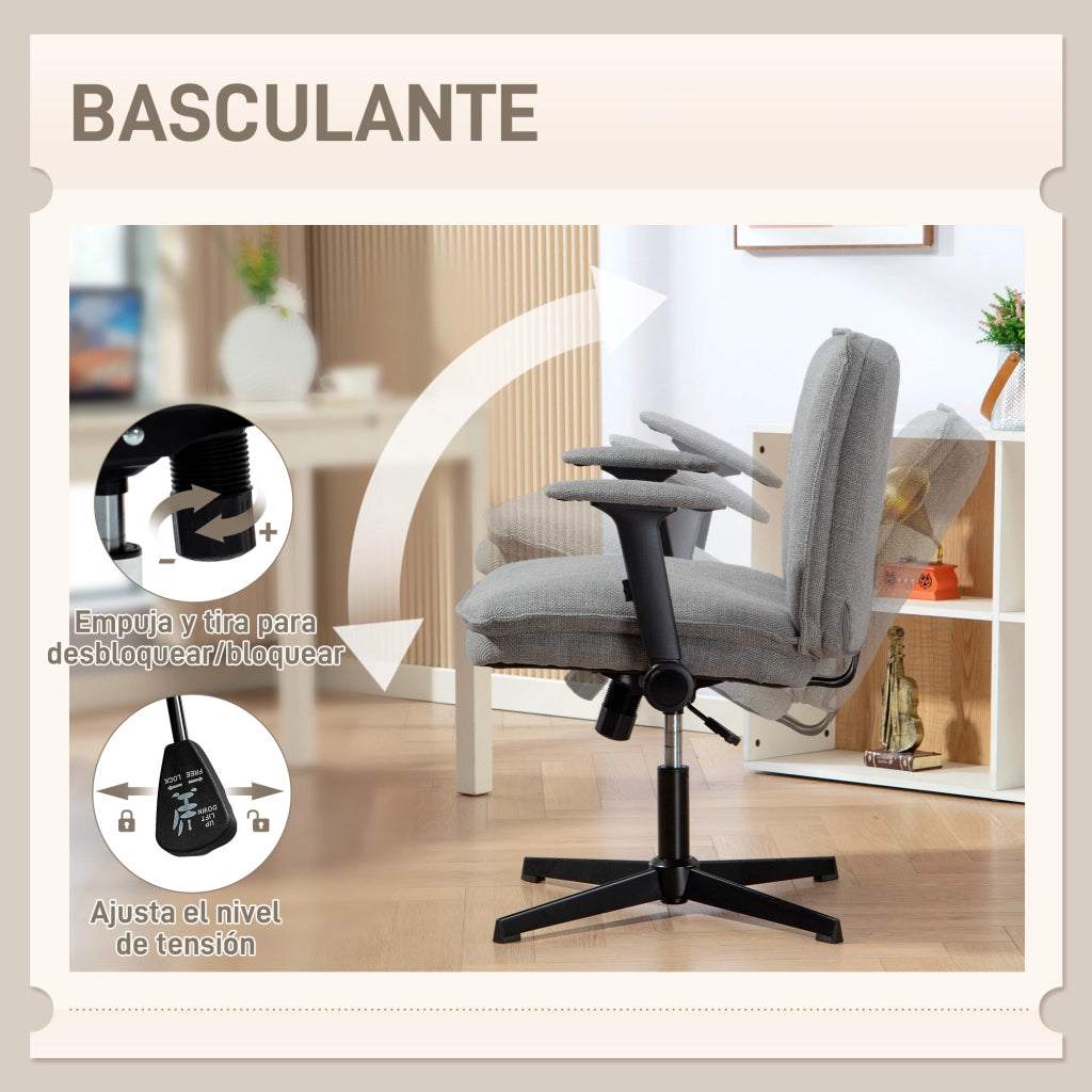 Sedia da Ufficio con Braccioli Regolabili e Schienale Grigio ¨C Minimal ¨C 60x60x110 cm